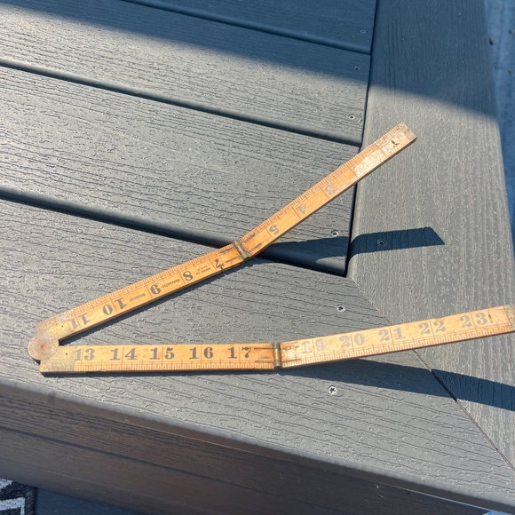 Vintage Foldng LUFKIN No. 752 Boxwood Ruler Carpenter Wood Brass. - Picture 3 of 3
